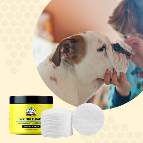 Wrinkle Wipes for Bulldogs, Alcohol Free Dog Face Wipes for Wrinkles and Tail Pockets