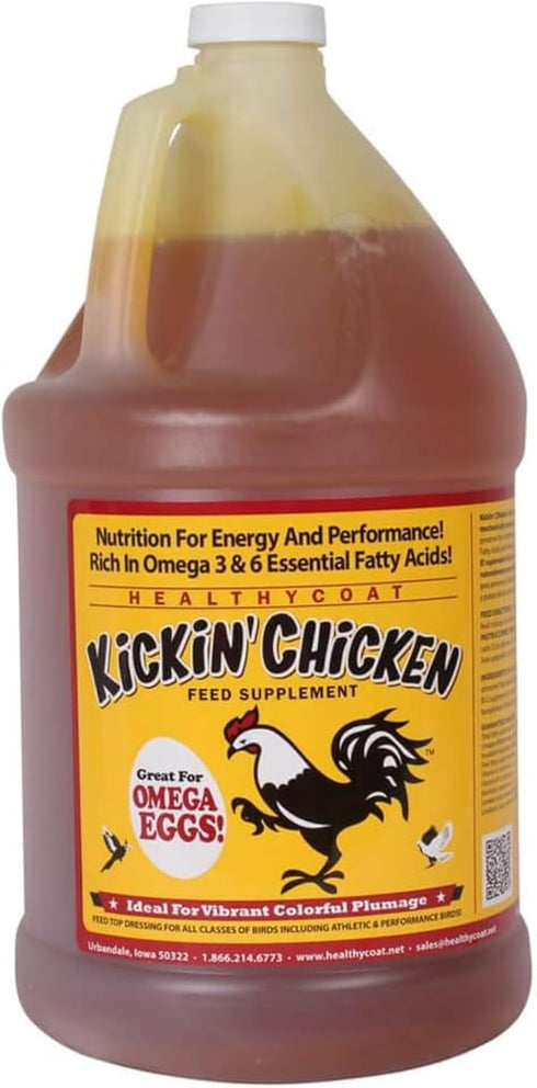 Healthy Coat Kickin' Chicken Feed Supplement: Gallon. Plumage, Skin, Molting, Egg, Immune