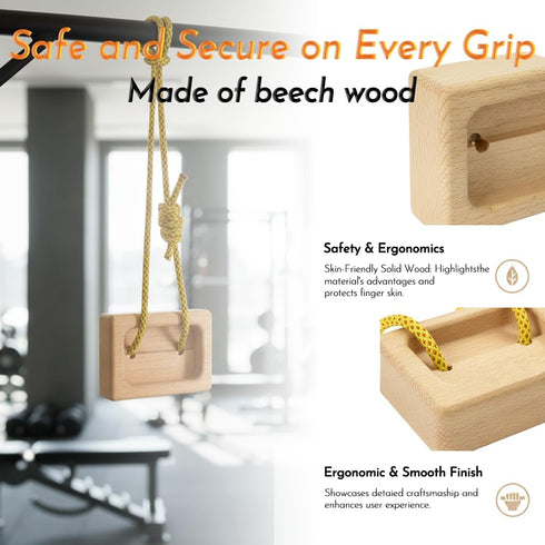 WRIST FIGHT Set Portable Beech Wood Fingerboard Climbing Hangboard Dual-Pocket Grip Blocks for Finger & Forearm