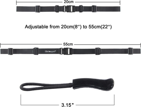 Wisdompro 2 Pack Heavy Duty Adjustable Backpack Chest Straps with 12 Pieces Zipper Pulls - Black