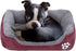 Barelove Pet Dog Bed, Washable Rectangular Pet Basket Bed, Durable Waterproof Fleece Lining for Most Pets (Small, Wine