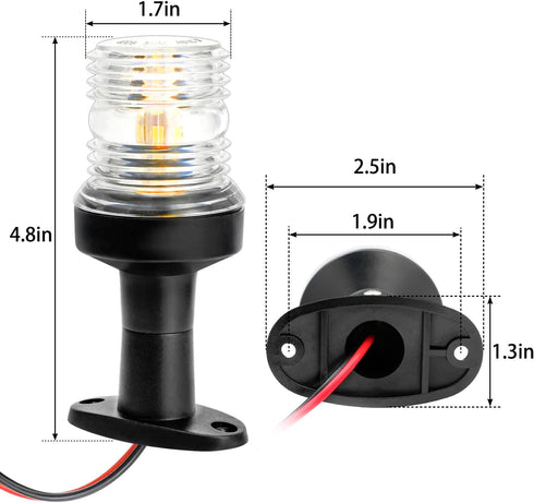 Young Marine 3 Nautical Mile Boat All Around LED Fixed Mount Navigation Light, 10-24 VDC