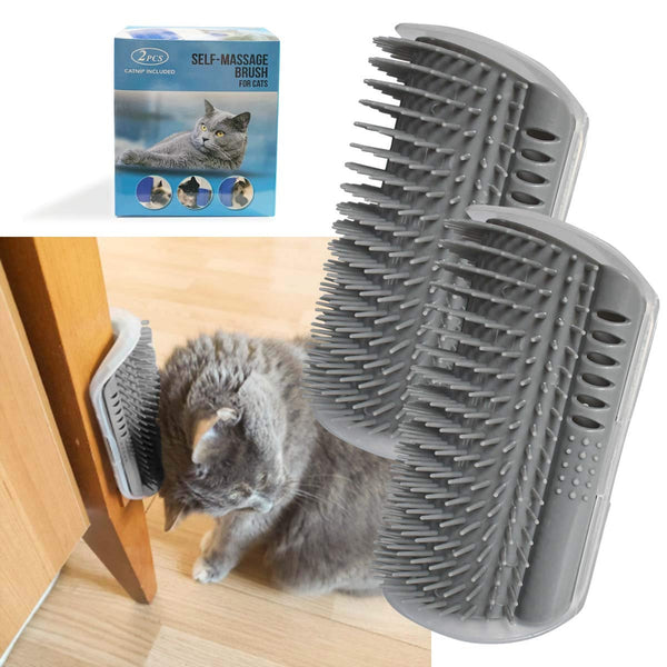 yuntop 2 Pack Softer Self Groomer with Catnip Wall Corner Massage Comb Scratcher for Long & Short Fur Cats Dogs