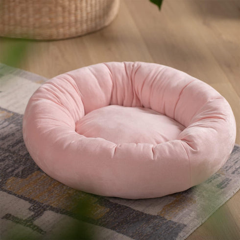 KASENTEX Dog Bed, Round Dog Beds for Medium/Large Dogs, Anti Slip and Machine Washable, Pink 27x27 Inches