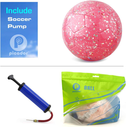 Soccer Ball for Kids, Glitter Shiny Sequins Toddler Soccer Balls for Girls Boys 4-6, Training Outdoor Gift