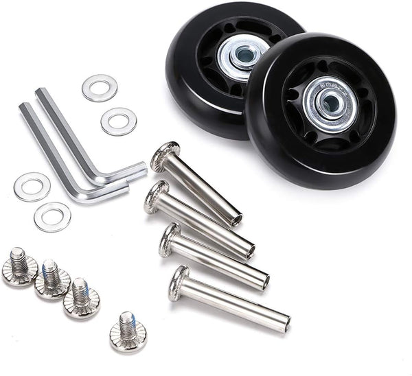 OwnMy Luggage Suitcase Replacement Wheels 60mm x 17mm, Rubber Swivel Caster Repair Kits, Set of 2