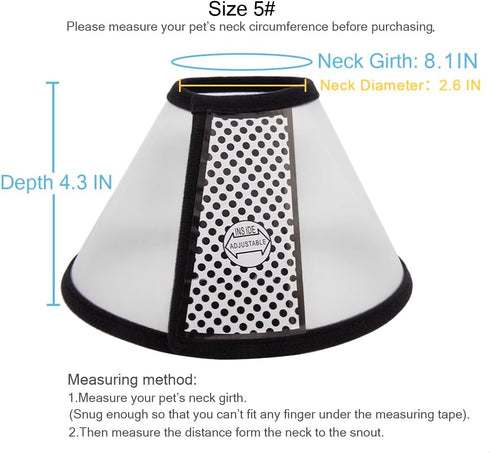 Depets Adjustable Recovery Pet Cone E-Collar for Cats, Puppy, Rabbit - Plastic Elizabeth Collar