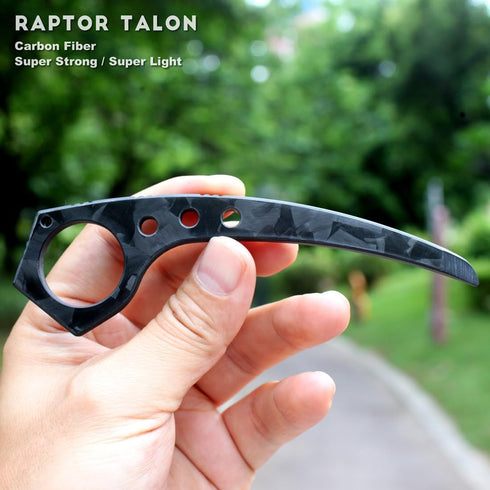 Fixed Blade Karambit Knife, Carbon Fiber Tactical EDC Tool, Combat Pocket Trainer Tool, No Cutting Edge, for Practice