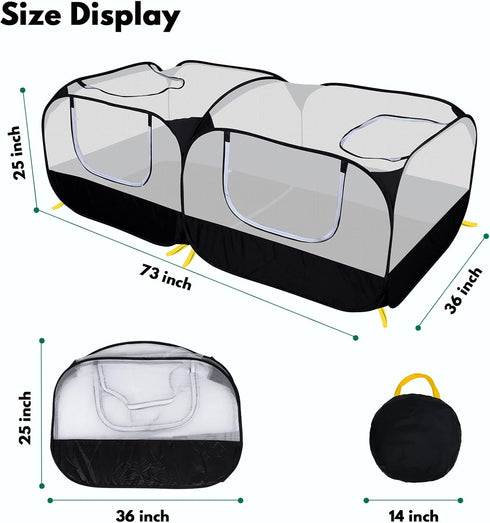 Small Animal Playpen, Portable Chicken Run Coop with Detachable Bottom and Breathable Mesh Walls, Foldable Pet