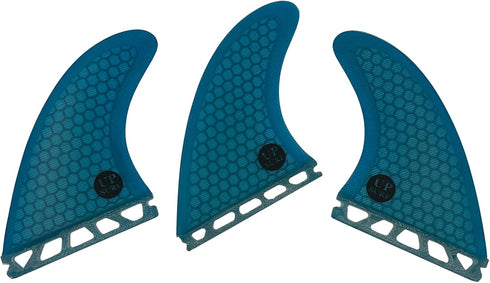 UPSURF M Size Tri Fin Surfboard Fin Set, Fiberglass+Honeycomb (White/Blue/Orange)