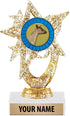 5.5" Gold Glitter Dairy Goat Trophies, Custom Astral Star Dairy Goat Trophy