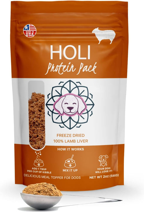 HOLI Lamb Liver Dog Food Topper, Human-Grade, Freeze Dried, Grain Free, 2 oz