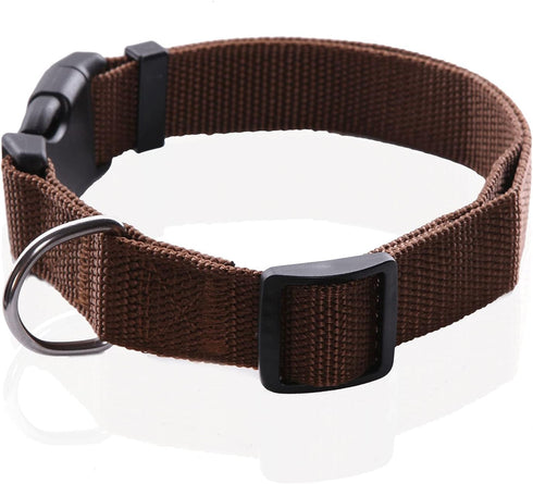 SALO Nylon Dog Collar, Adjustable Collars for Medium Large Dogs, 1 Inch Wide (1" x 16-23", Brown)