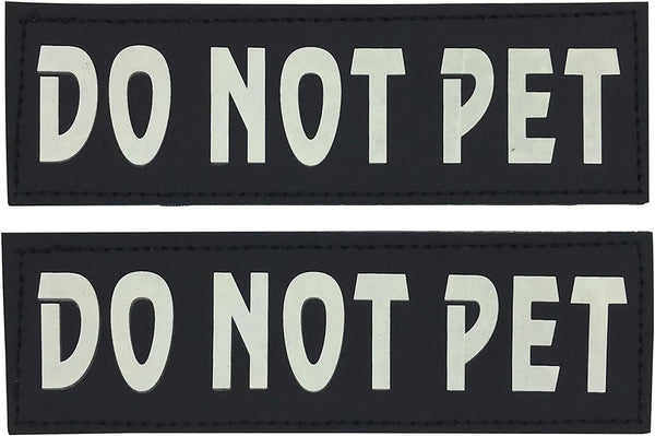 Removable Dog Patches for Vests & Harness - Reflective/White Letter, 2 Pack