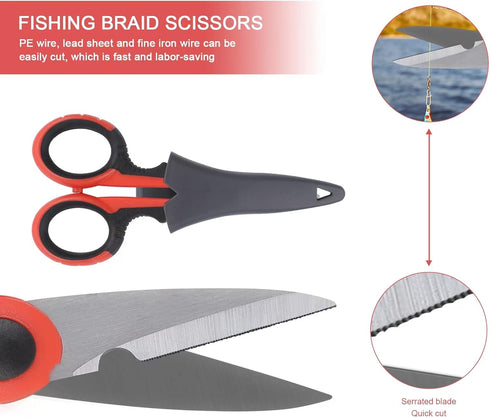 Fishing Tool Kit with 8 Pack Fillet Knife, Fishing Scissors, Pliers, Saltwater Fish Measuring Ruler, Anti-Lost Lanyard,