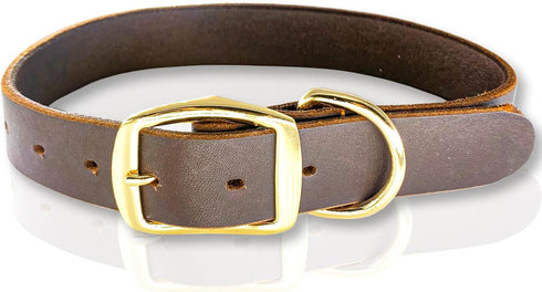 Leather Dog Collar with Heavy Duty Hardware, Full Grain Ultra Soft Genuine Cowhide Metal Buckle for Small Medium Large