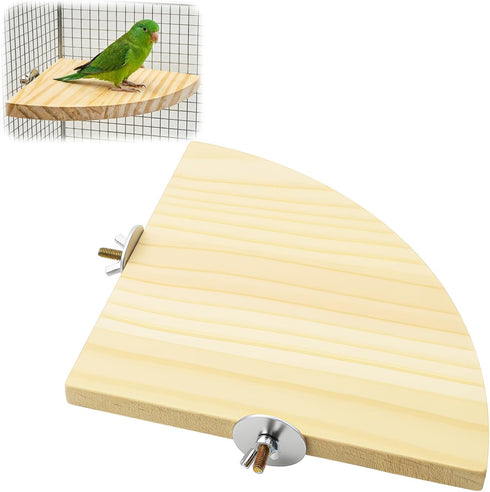 Asofelk 17CM Natural Wooden Bird Perch Platform - Flat Bird Cage Stand for