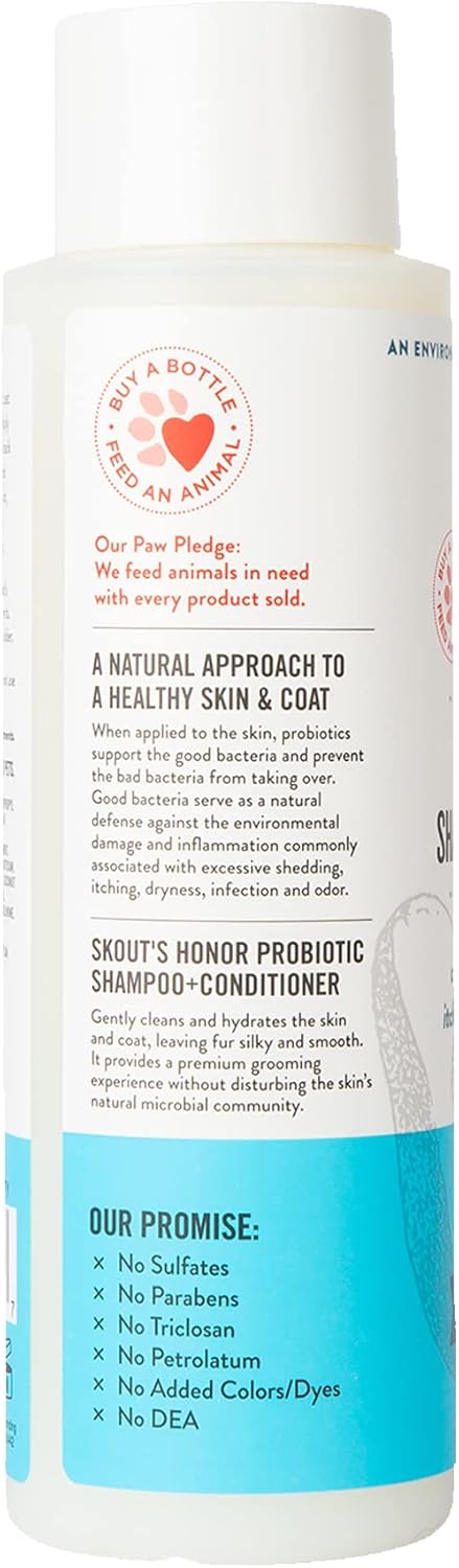 SKOUT'S HONOR Cat Probiotic Shampoo + Conditioner for Healthier Skin and Coat, Fragrance-Free, 16 oz