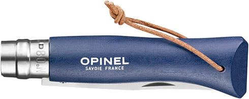 Opinel Colorama Series No. 8 - Stainless Steel Everyday Carry Folding Pocket Knife with Leather Strap, Painted Hornbeam Handles by Opinel