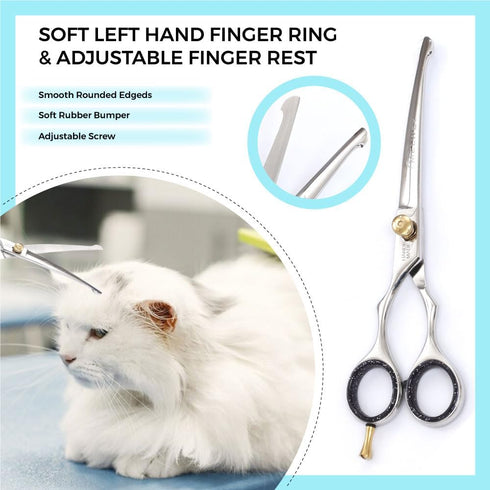 Set Left-Handed Pet dog Grooming Scissors Pro-Grade Curved Shears for Dogs Cats - Precision Crafted Sharp Blades