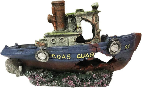 Aquarium Large Shipwreck Decorations, Lifelike Resin Pirate Ship Decor for Fish Tank