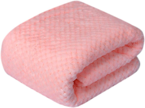 DW Plush Fleece Receiving Blanket for Pet, Dog, Cat - Baby Pink, Warm & Soft, Travel, Outdoor, Couch, Sofa (24" x 32")