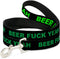 Dog Leash - Beer Fuck Yeah Black Neon Green, Narrow 0.5"