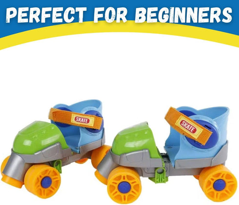Grow-with-Me Easy Training Adjustable Inline Rollerskates, Quad-Style 4 Wheel Roller Skates for Kids and Toddlers
