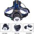 Green LED Headlamp Waterproof Head Torch Light with Zoomable and 3 Modes for Outdoor Activities