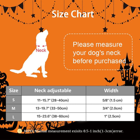 Halloween Dog Collar, Soft Comfy Collar with Spooky Ghost Skull Bat Cat Witch Tree Hat Pumpkin Pattern for Small Medium