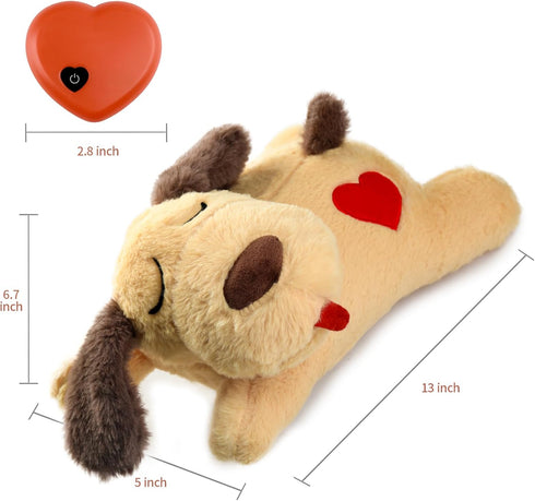 Beverly Shark Puppy Heartbeat Toy - Calming Aid for Puppies, Stuffed Animal Behavioral Training Sleep Aid (Brown-1)