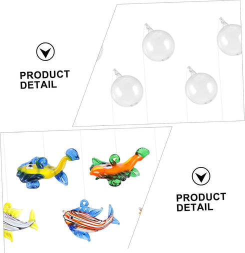 6 Pcs Floating Ball Pendant, All Glass Aquariums Float Frog Ornament, Aquarium Decor for Small Goldfish Fish Tank