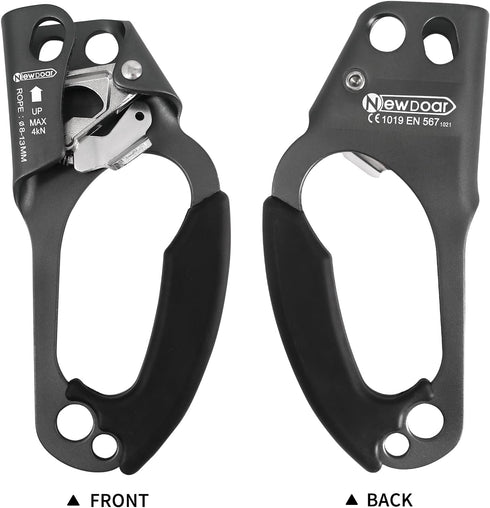 NewDoar UIAA & CE Certified Hand Ascender, Rock Climbing Tree Arborist Rappelling Gear for 8~13MM Rope