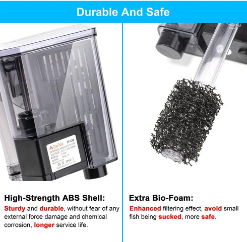 DaToo Hang On Filter, Small Fish Tank Hanging Power Waterfall Filtration System