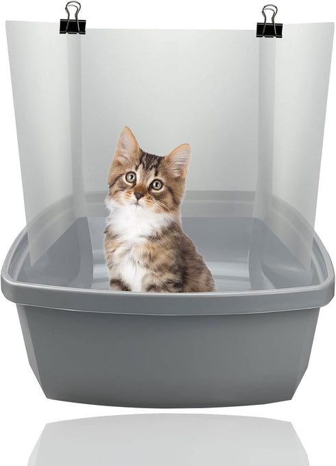 3 Pack Large Size Cat Litter Box Pee Shields - Easy Cleaning Frosted High Side Splash Guard for Open Top Litter Pan