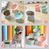 LIFKOME 3PCS Elevated Cat Bowls, Raised Plastic Tilted Pet Food Bowl for Flat-Faced Cats (Pink, Blue, Grey)