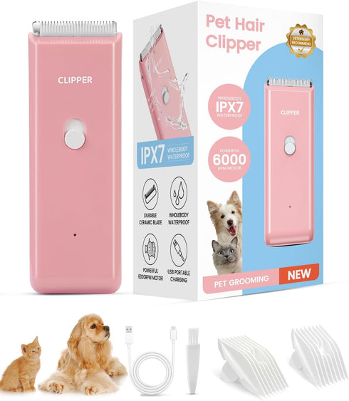 Pet Clippers for Dog Hair Grooming Low Noise, Rechargeable Cordless Cat Shaver