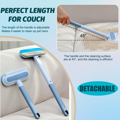 4 in 1 Pet Hair Remover Tool, 17-Inch Long Handle Brush for Deep Cleaning Carpet, Couch, Furniture