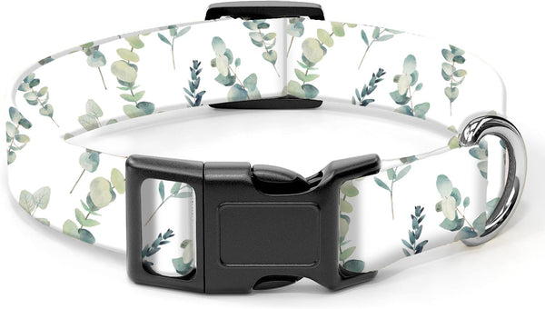 Cute Boho Leaf Dog Collar - Personalized Adjustable Soft Collars for Small Medium Large Dogs with Quick Release Buckle