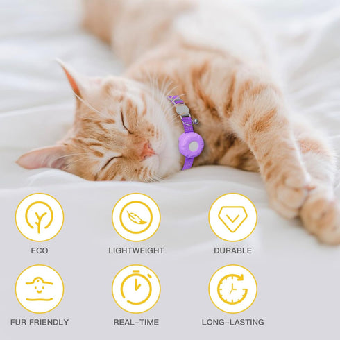 Cat Tracker,No Monthly Fee GPS Trackers for Cats Work with Apple Find My App(iOS Only),Real-Time Location Tracking,Cat