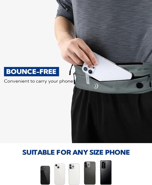 WATERFLY Running Belt Fanny Pack, Jogging Waist Pack for Men Women, Sport Workout Exercise Fitness Phone Holder