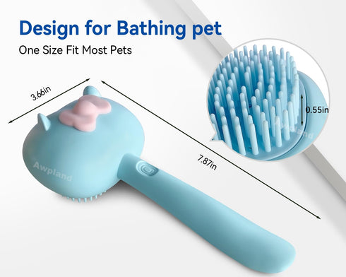 Dog & Cat Brush, Soft Shampoo Dispenser Brush for Bathing, Deep Cleaning Grooming Supplies for Short & Long Hair Pets