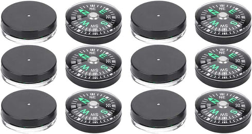 12Pcs Button Compass, Oil Filled Mini Pocket Button Compass for Camping, Hiking, Boating, Survival Bracelets Button