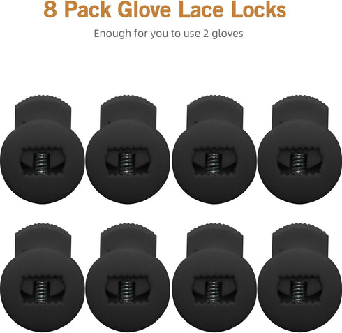 Glove Locks - Lace Locks for Baseball Glove, 8 Pack, Strong Elasticity, Fits All Gloves, Baseball Glove Accessories