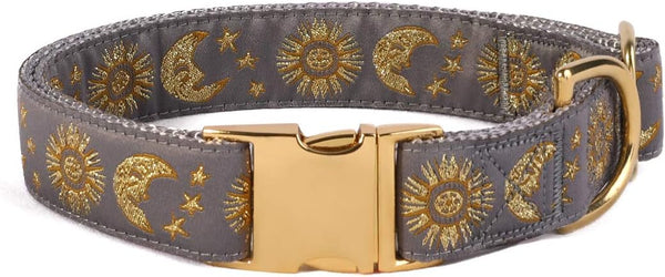 Pet Moons Stars Suns Dog Collar, Multiple Designs Crescent Celestial Collar with Leash Harness for Medium (Pack of 1)