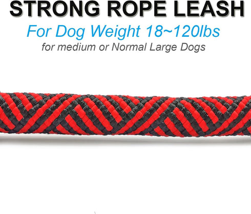 Short Dog Leash, 18 Inch Rope Traffic Leash with Padded Handle, 1/2” Strong Nylon for Medium Large Dogs - Red