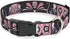 Buckle-Down Plastic Clip Collar - Sugar Skulls Gray/Pink, 1" Wide, Fits 11-17" Neck, Medium