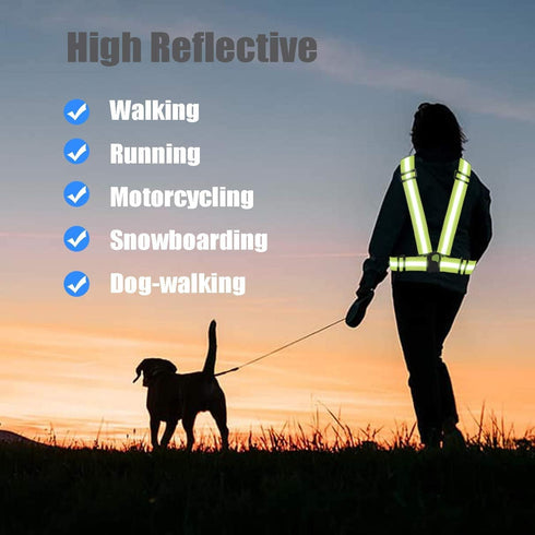 Reflective Vest Running Gear 3 Pack, Adjustable High Visibility Safety Vests with Reflective Belt Straps