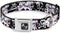 Dog Collar Seatbelt Buckle - Punk Princess Heart Cross Bones Skulls Splatter Black White, 1.5 Inch Wide, 16 to 23 Inches