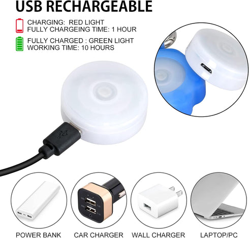 2-Pack Dog Light with USB Rechargeable, Color Changing Safety Lights for Night Walking, Attach to Collar or Leash
